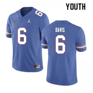 Youth Florida Gators #6 Shawn Davis NCAA Nike Blue Authentic Stitched College Football Jersey YFN2262LN